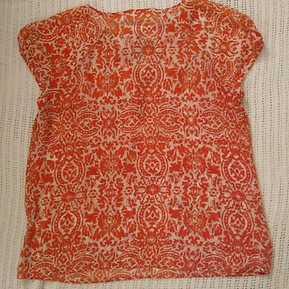 Liz Claiborne sheer top. Petite medium, Orange - Picture 2 of 4